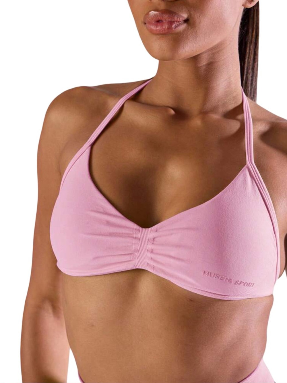 Musera Pink Seamless Halter Triangle Bralette Size L